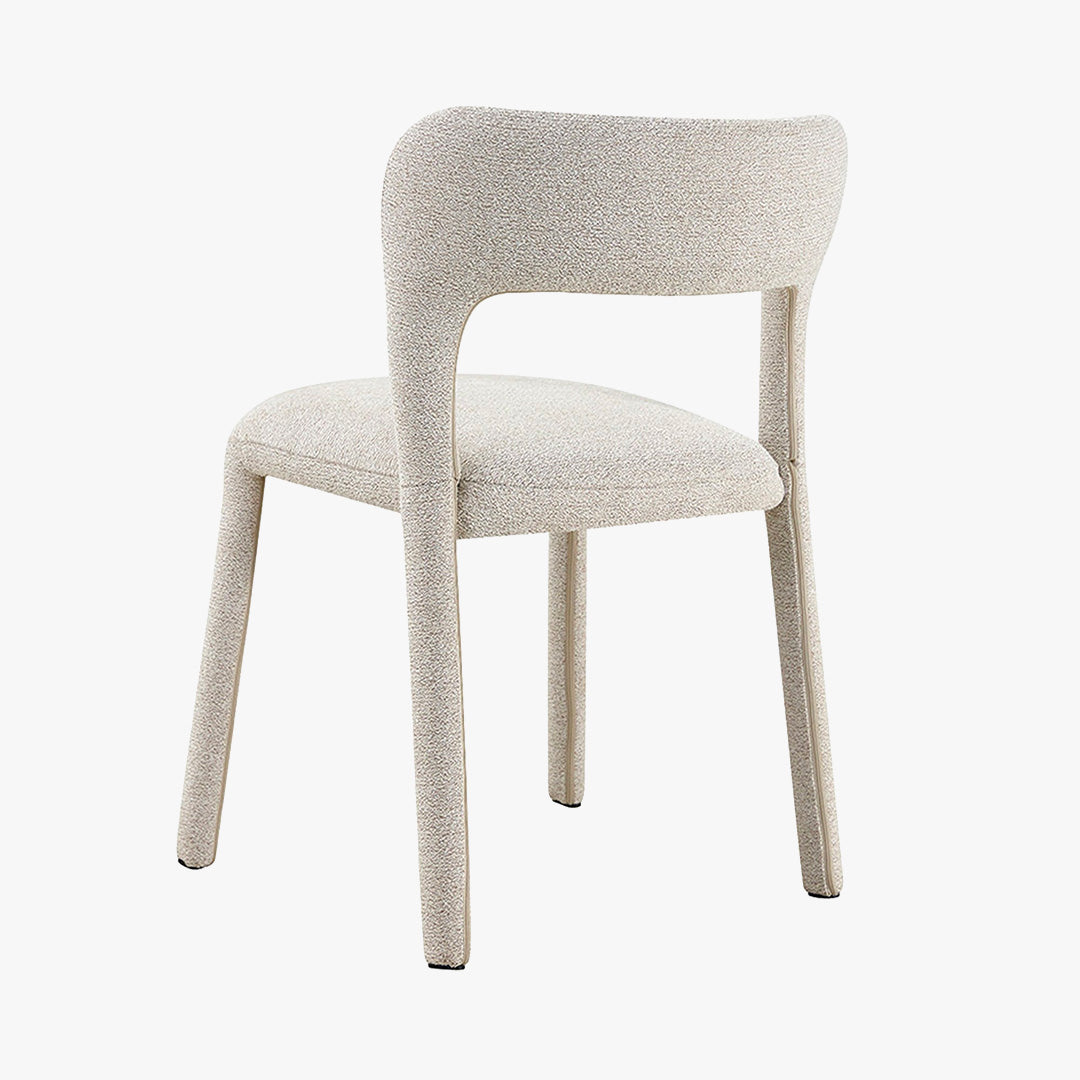 ELVAS Chaise empilable en tissu bouclette écru