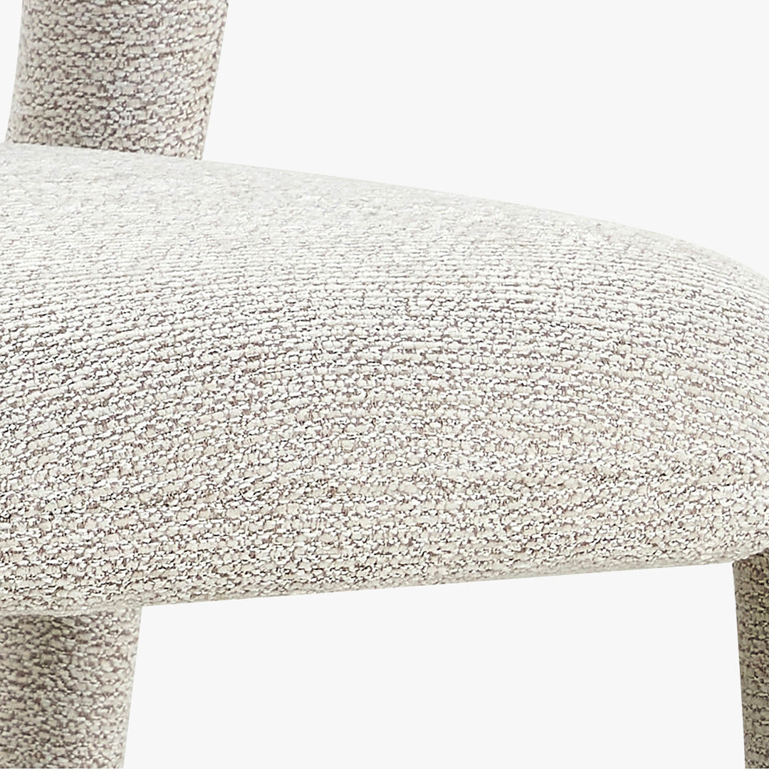 ELVAS Chaise empilable en tissu bouclette écru