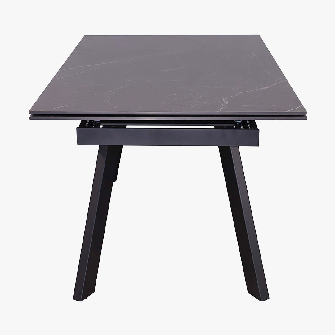 HERA Table extensible en pierre frittée noir pieds en métal noir 160-240 cm