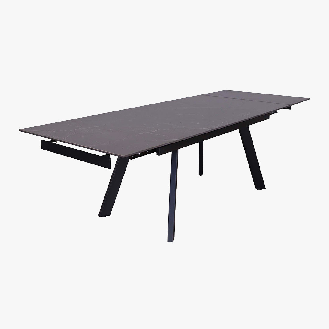HERA Table extensible en pierre frittée noir pieds en métal noir 160-240 cm
