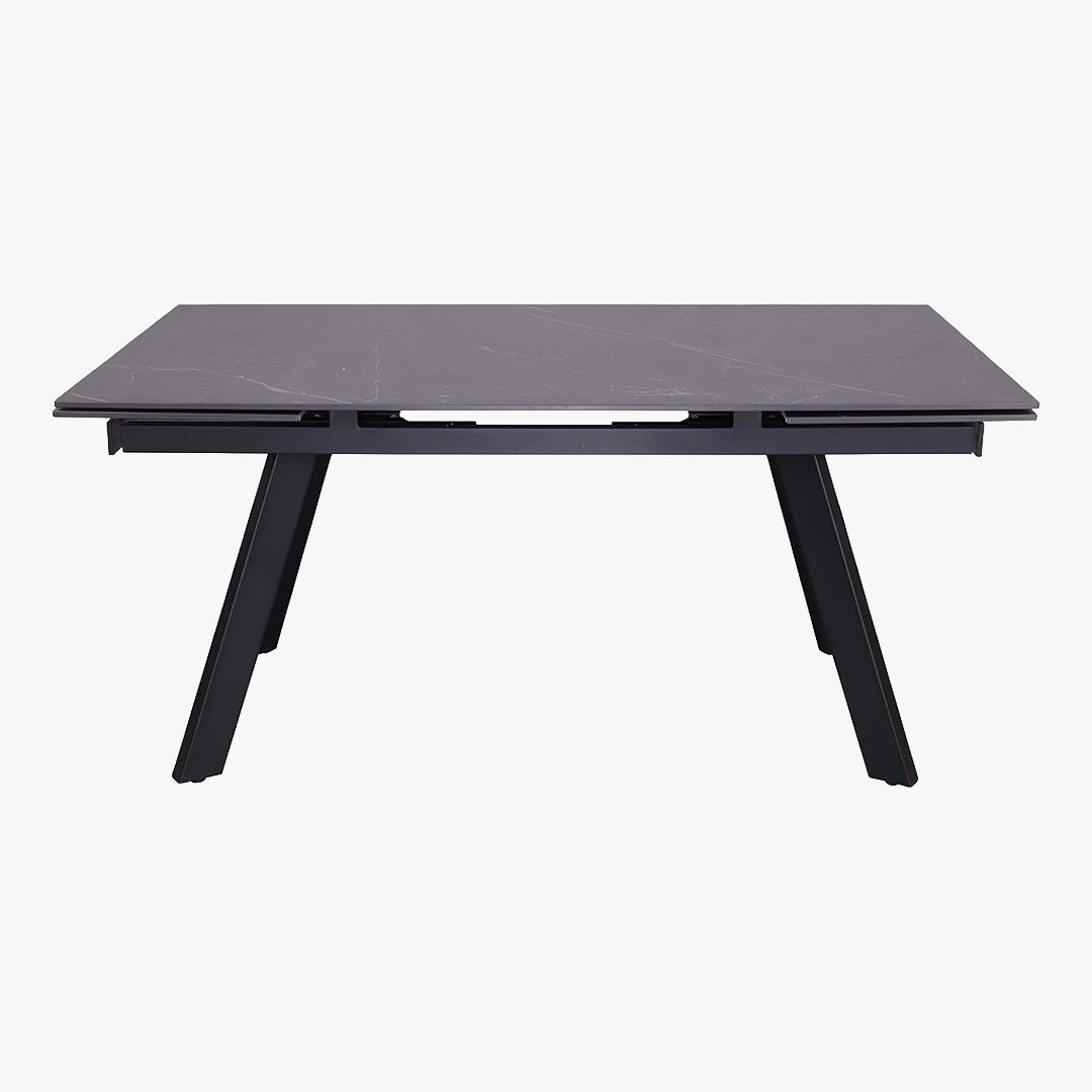 HERA Table extensible en pierre frittée noir pieds en métal noir 160-240 cm