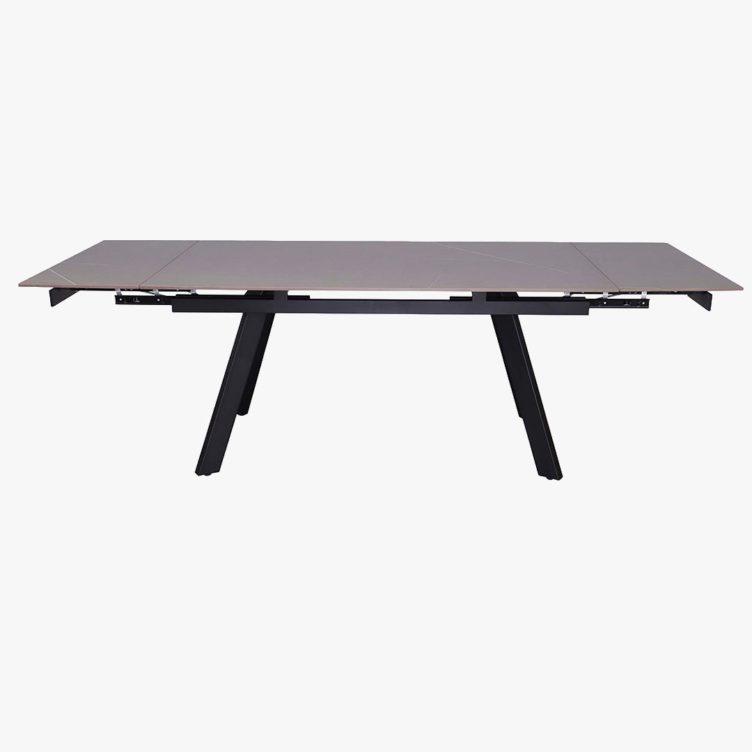 HERA Table extensible en pierre frittée noir pieds en métal noir 160-240 cm