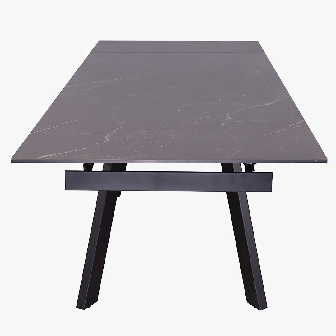 HERA Table extensible en pierre frittée noir pieds en métal noir 160-240 cm