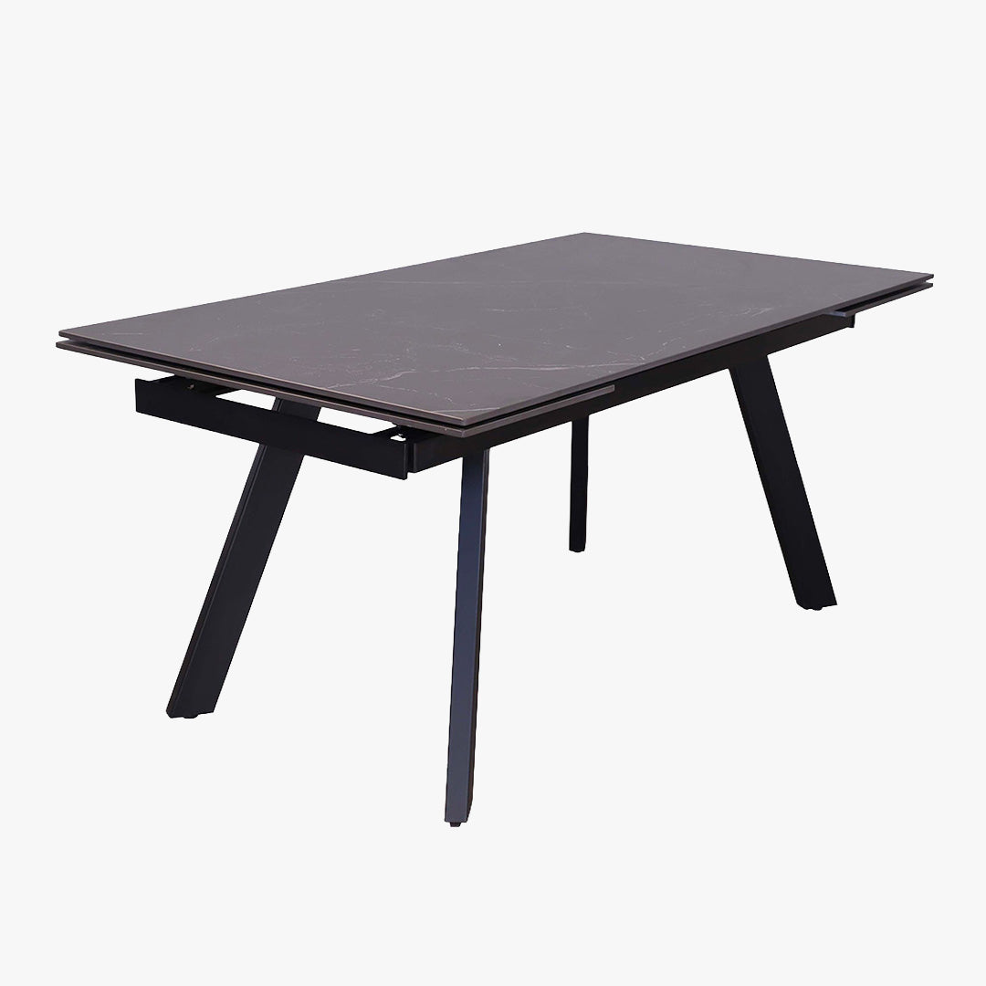 HERA Table extensible en pierre frittée noir pieds en métal noir 160-240 cm