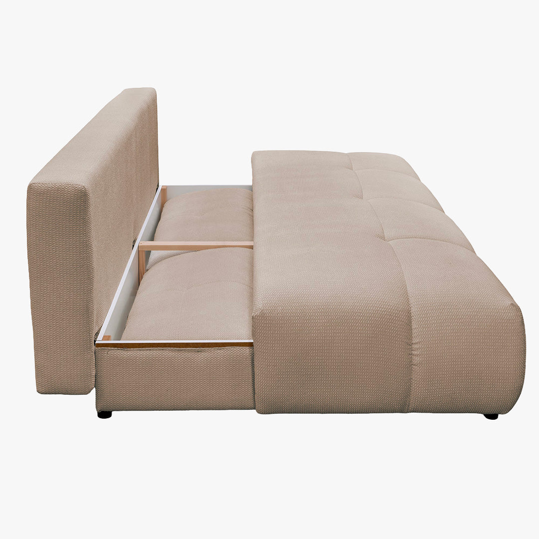 ROSA Canapé 3 places convertible avec coffre en tissu beige