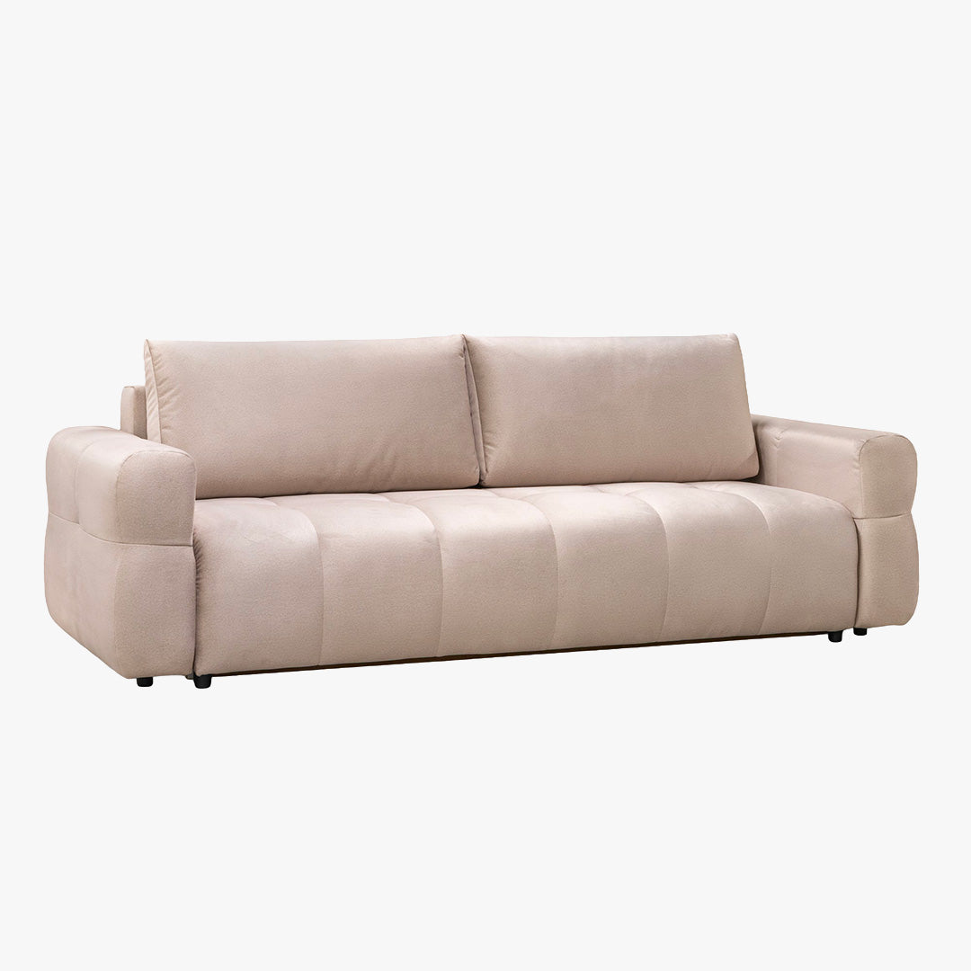 NAOMI Canapé 3 places convertible avec coffre en tissu beige