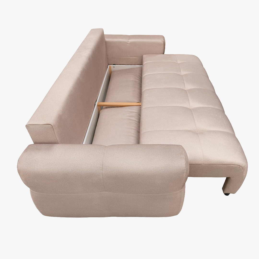 NAOMI Canapé 3 places convertible avec coffre en tissu beige
