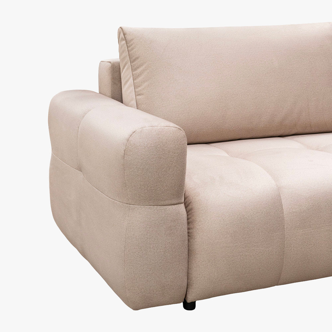 NAOMI Canapé 3 places convertible avec coffre en tissu beige