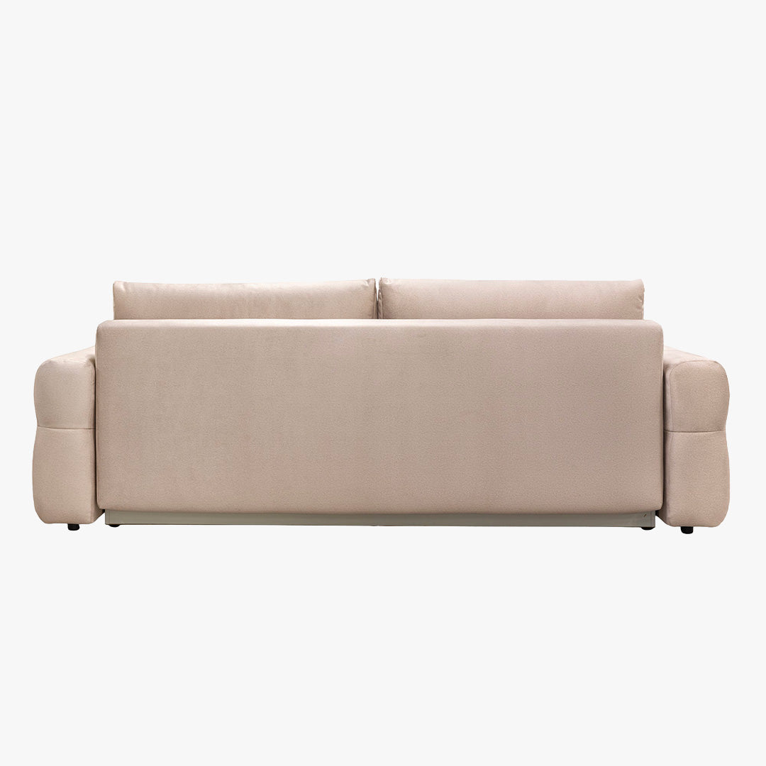 NAOMI Canapé 3 places convertible avec coffre en tissu beige