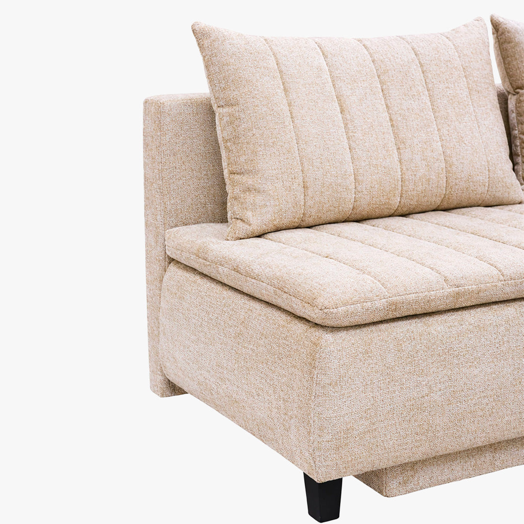 HARVEY Canapé 3 places convertible avec coffre en tissu beige