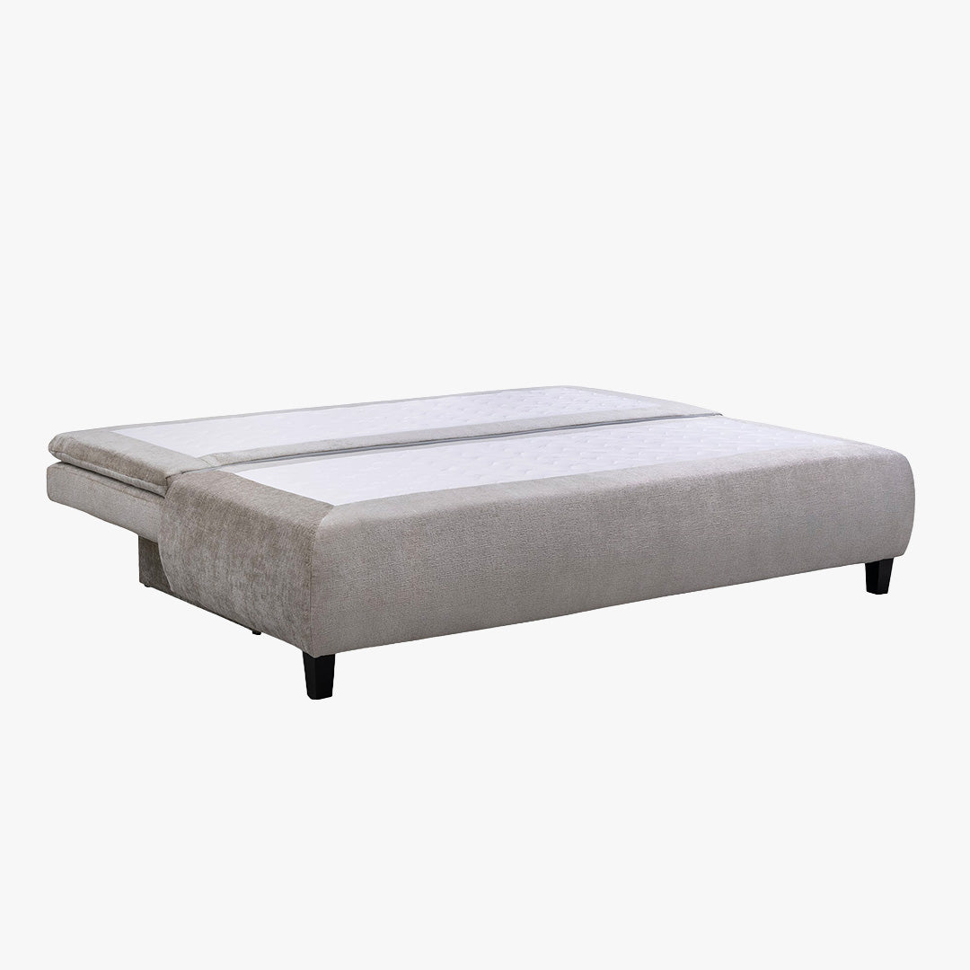 HARVEY Canapé 3 places convertible avec coffre en tissu taupe clair