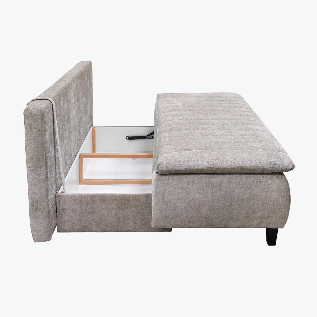 HARVEY Canapé 3 places convertible avec coffre en tissu taupe clair