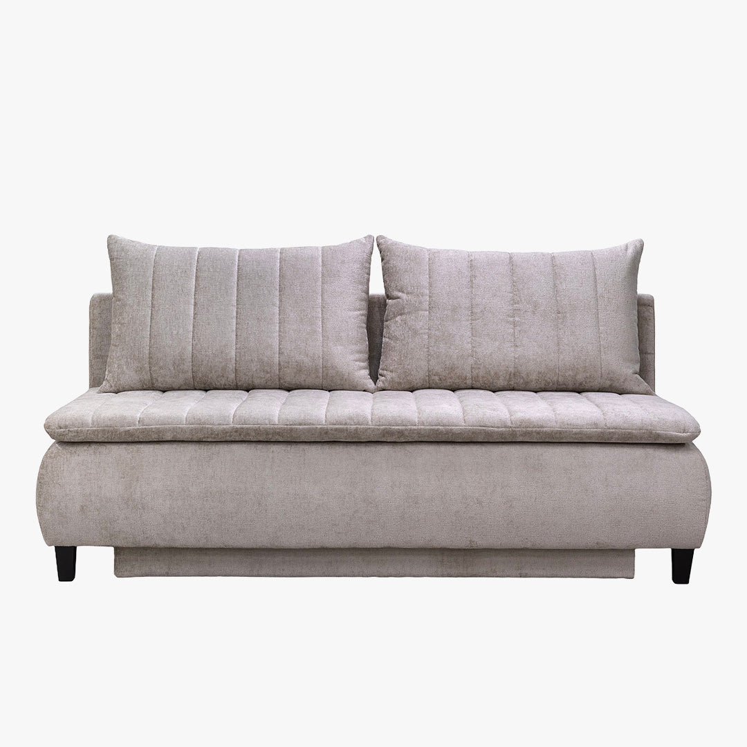 HARVEY Canapé 3 places convertible avec coffre en tissu taupe clair