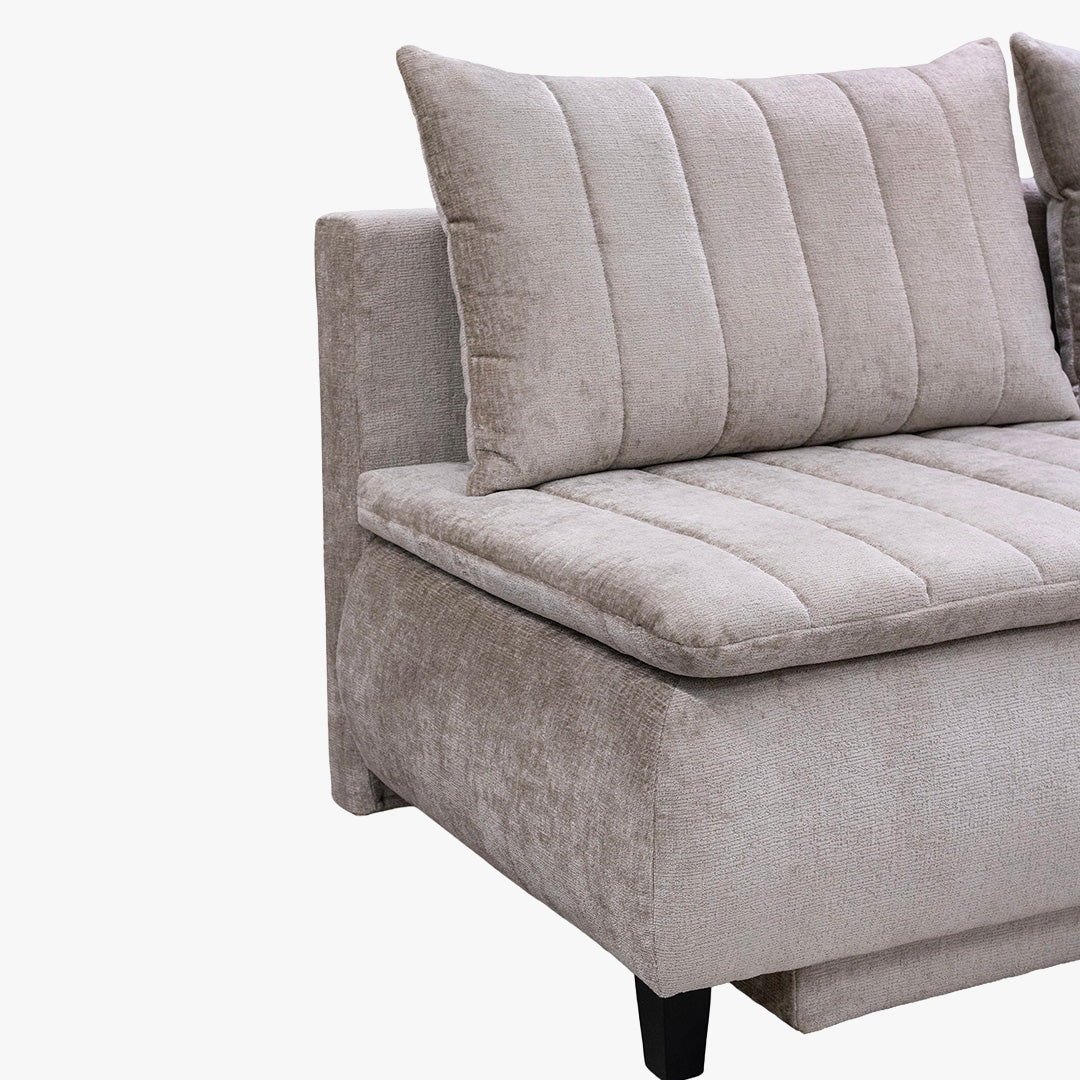 HARVEY Canapé 3 places convertible avec coffre en tissu taupe clair