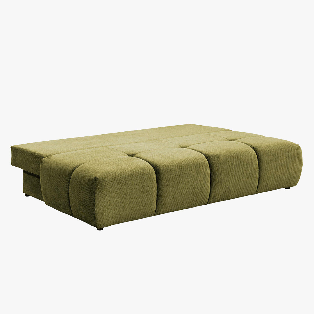 MELVA Canapé 3 places convertible avec coffre en tissu vert
