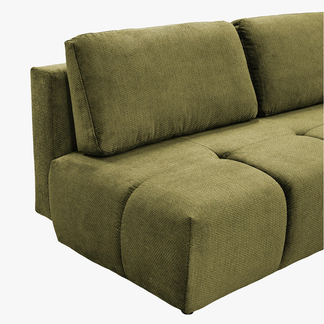 MELVA Canapé 3 places convertible avec coffre en tissu vert