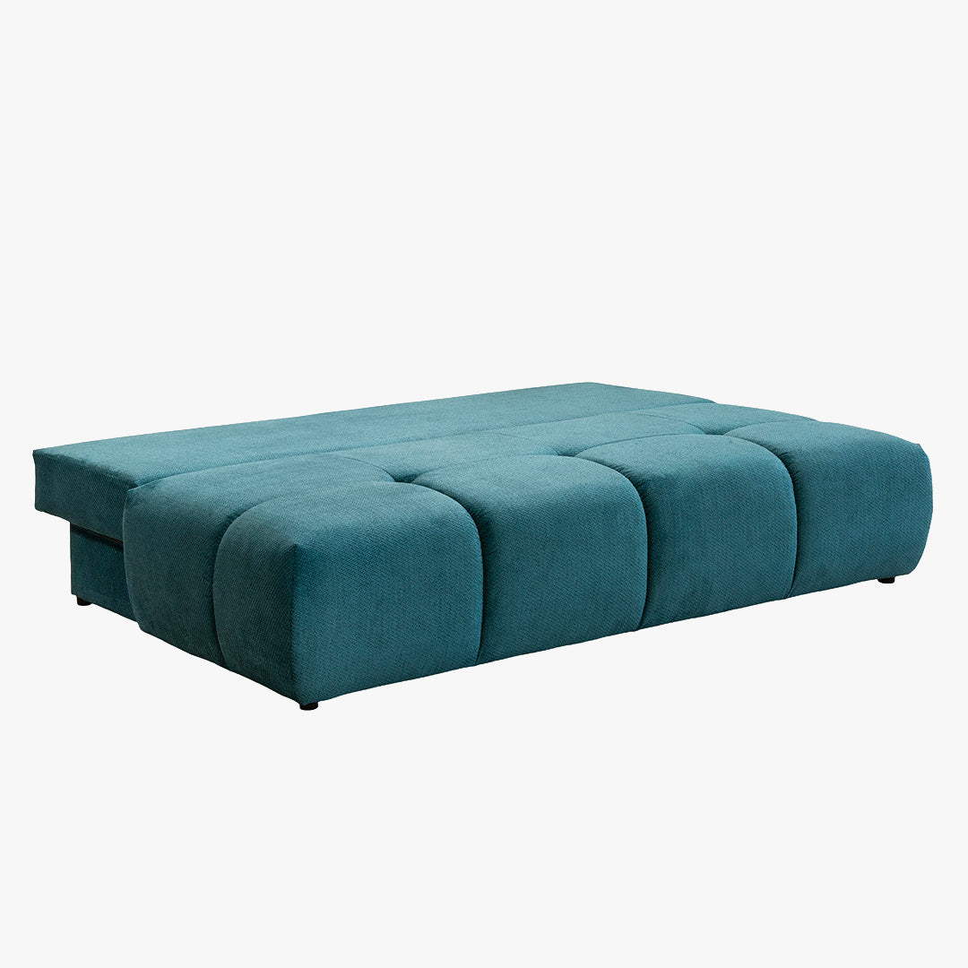 MELVA Canapé 3 places convertible avec coffre en tissu bleu
