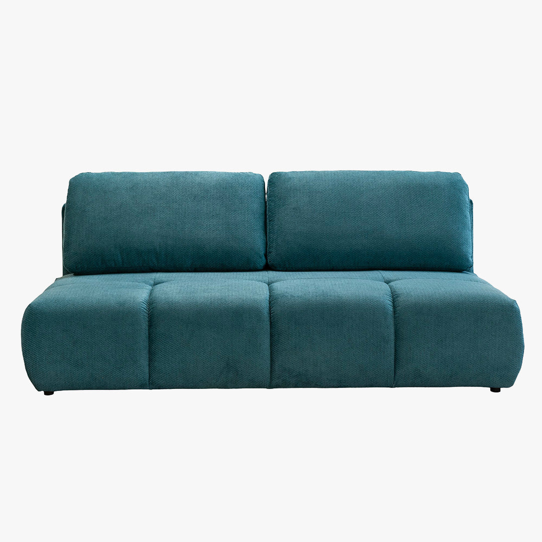 MELVA Canapé 3 places convertible avec coffre en tissu bleu