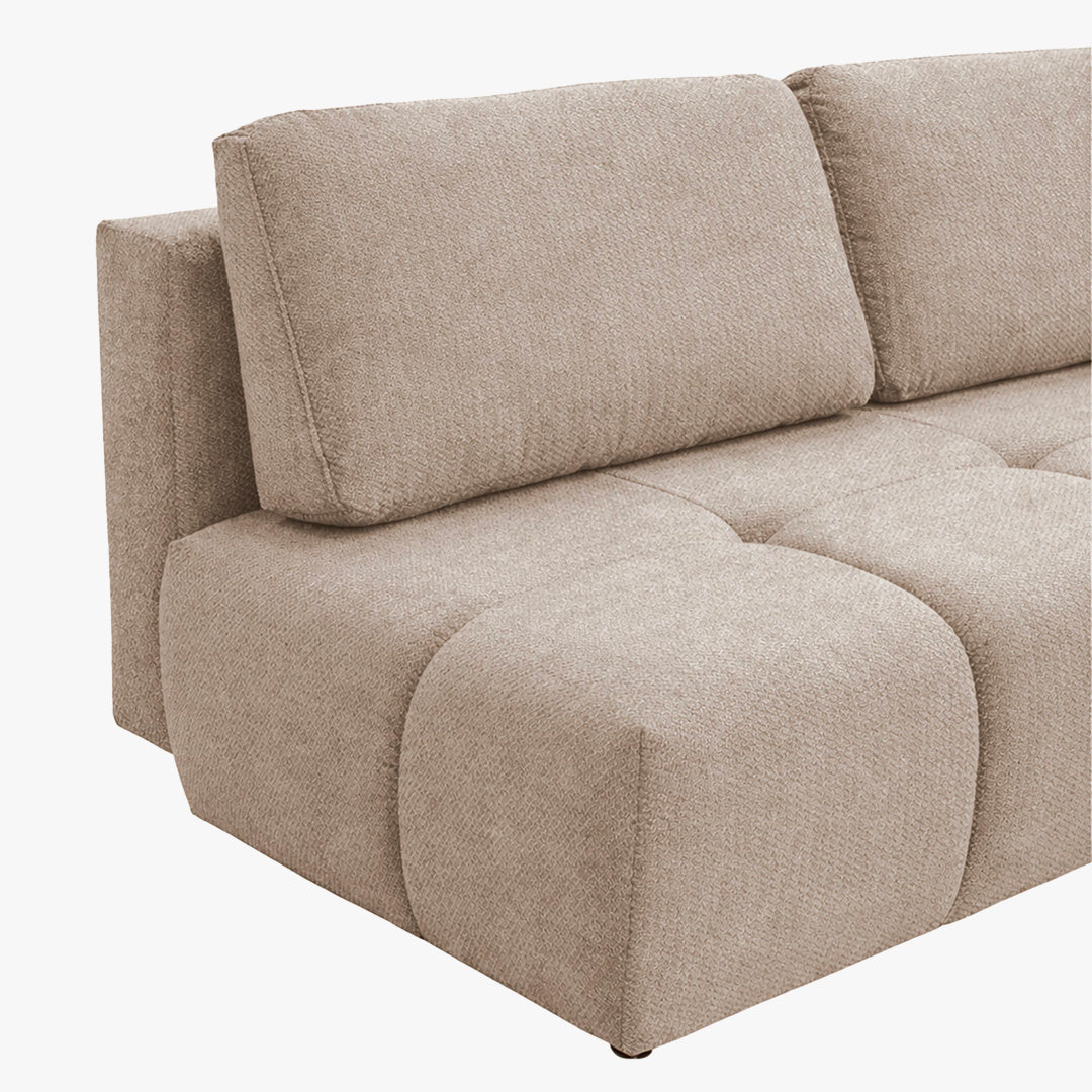 MELVA Canapé 3 places convertible avec coffre en tissu beige