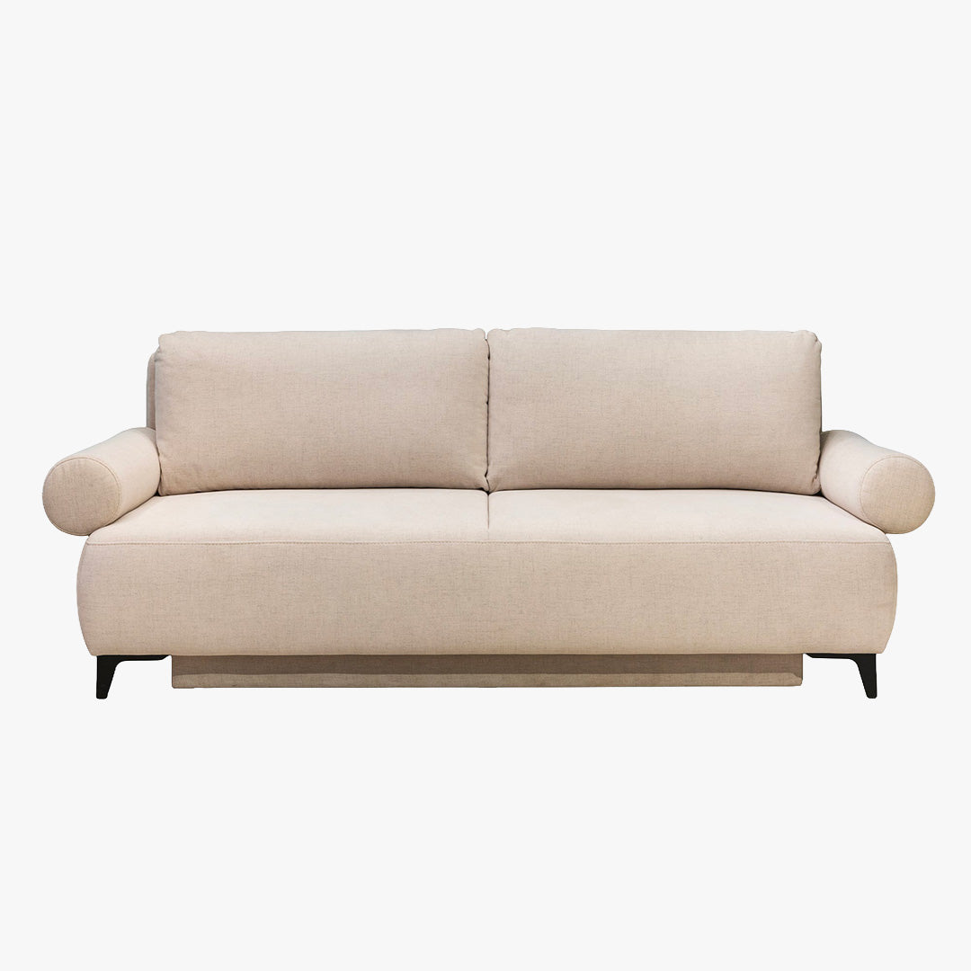 JORDY Canapé 3 places convertible avec coffre en tissu beige