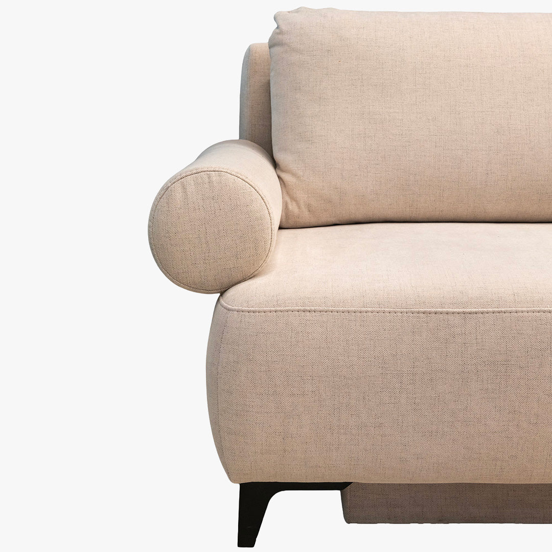 JORDY Canapé 3 places convertible avec coffre en tissu beige
