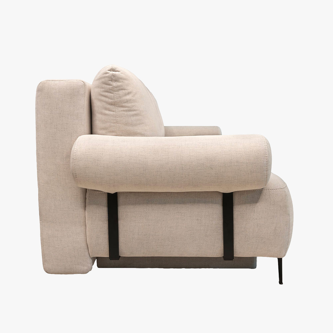 JORDY Canapé 3 places convertible avec coffre en tissu beige
