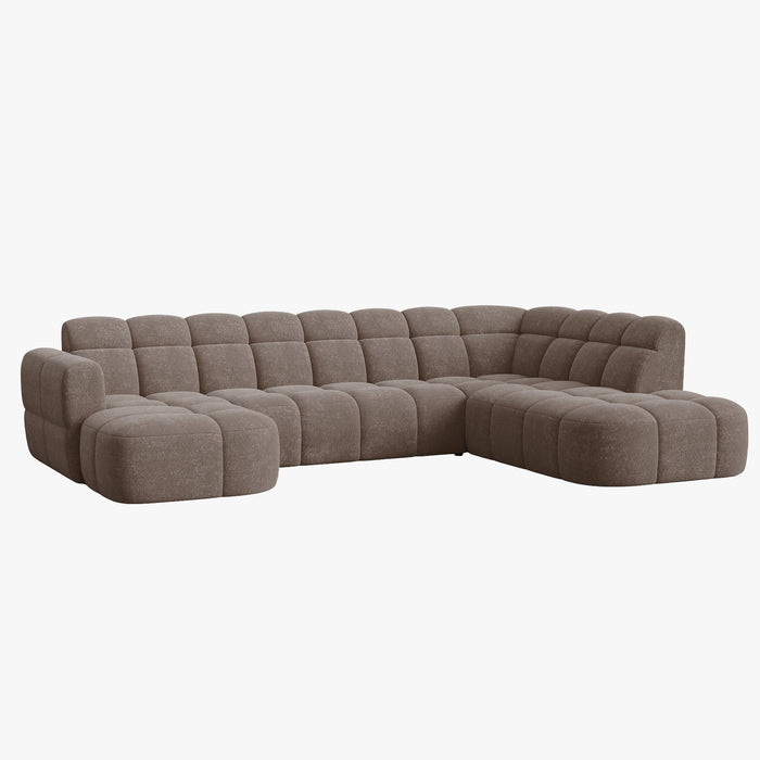 BELIZ XL Canapé panoramique tissu taupe foncé - Angle gauche