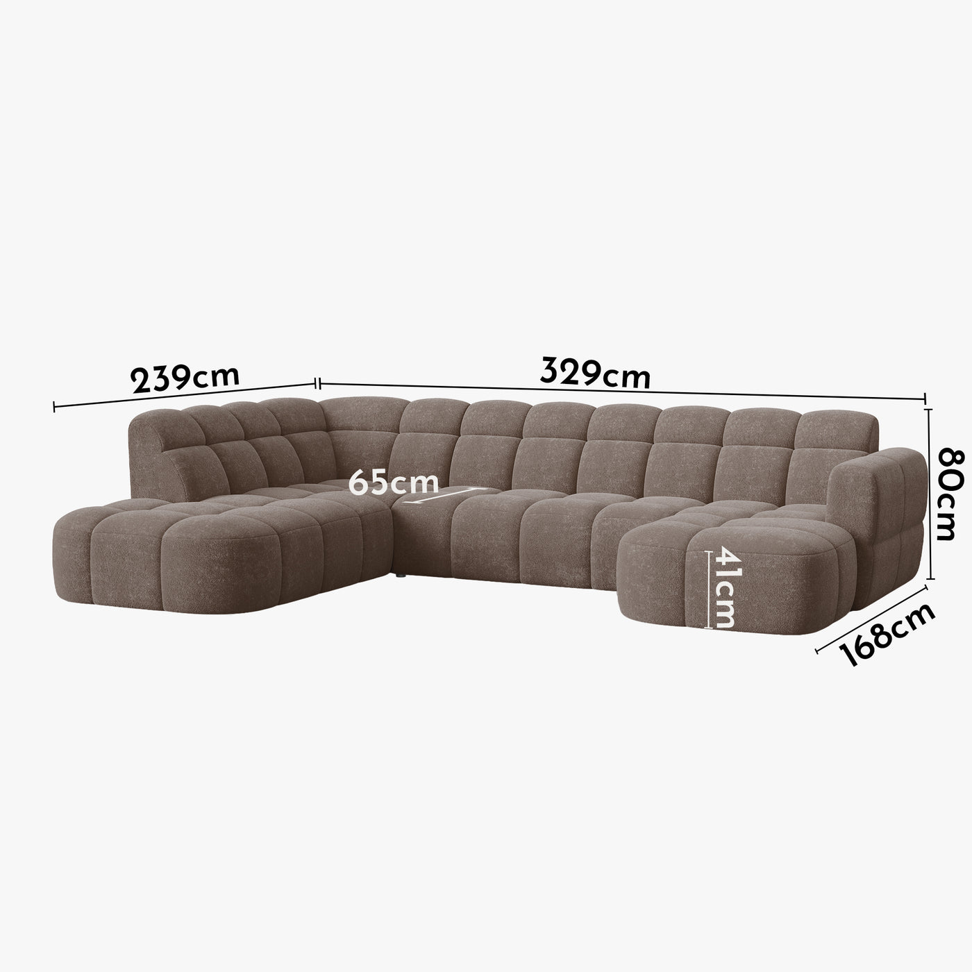 BELIZ XL Canapé panoramique tissu taupe foncé - Angle droit