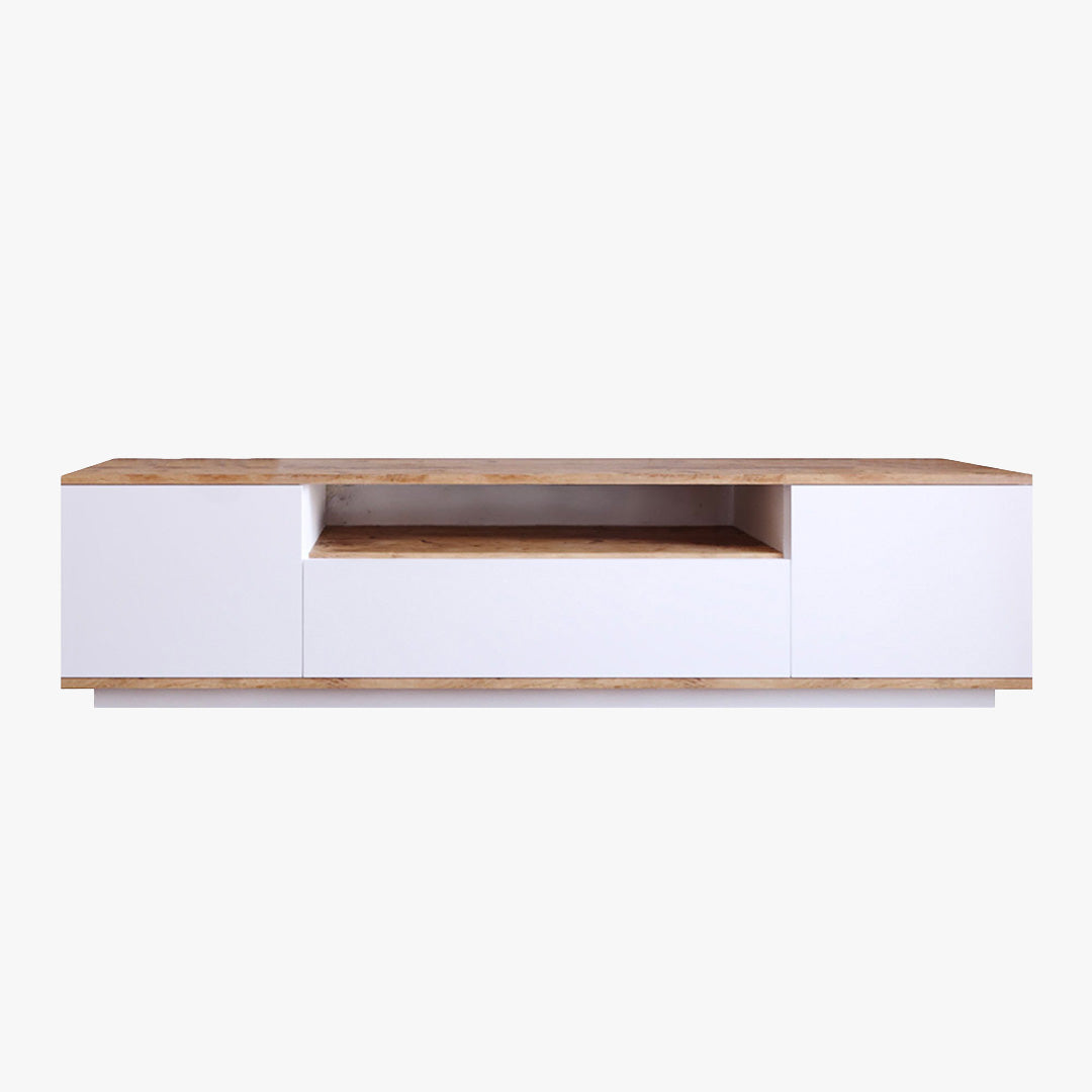 AZELIA Meuble TV 3 portes 1 niche couleur bois et blanc