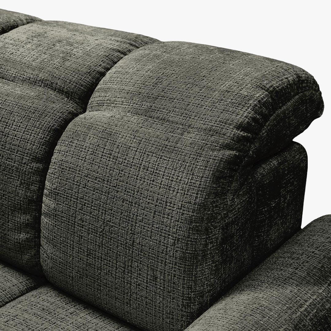 ELIOS Canapé d'angle convertible avec coffre en tissu vert sapin - Angle gauche