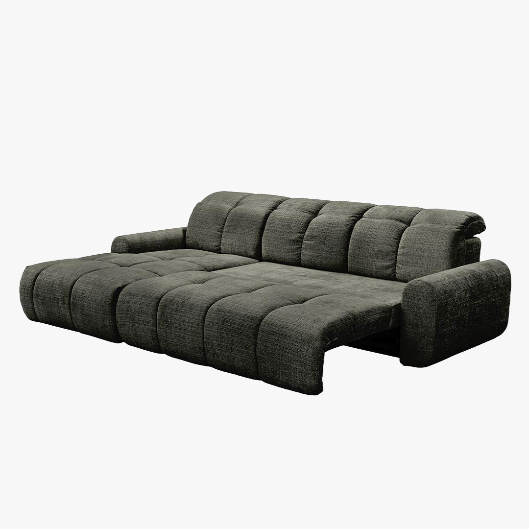 ELIOS Canapé d'angle convertible avec coffre en tissu vert sapin - Angle gauche