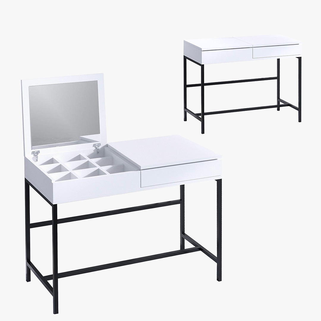 AMARIA Coiffeuse 1 tiroir avec miroir et rangement