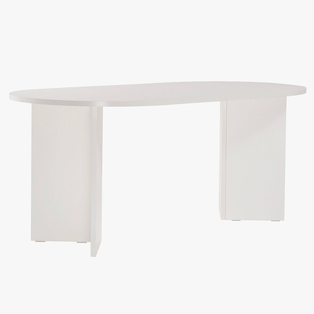 BELORA Table à manger ovale couleur bois blanc 180 cm