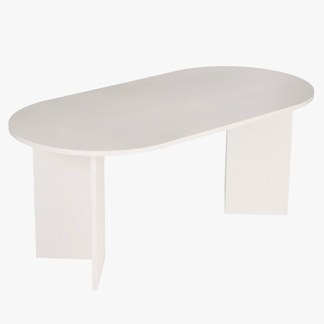 BELORA Table à manger ovale couleur bois blanc 180 cm