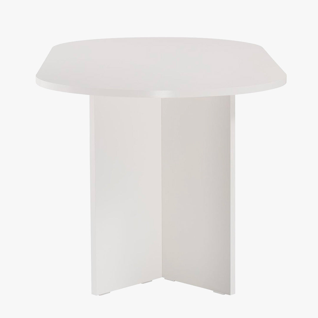 BELORA Table à manger ovale couleur bois blanc 180 cm