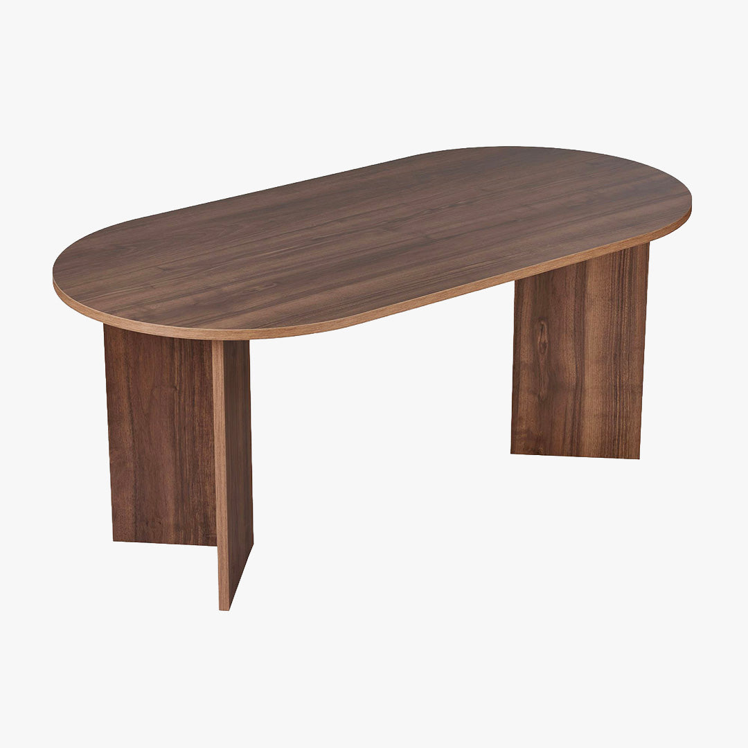 BELORA Table à manger ovale couleur bois foncé 180 cm