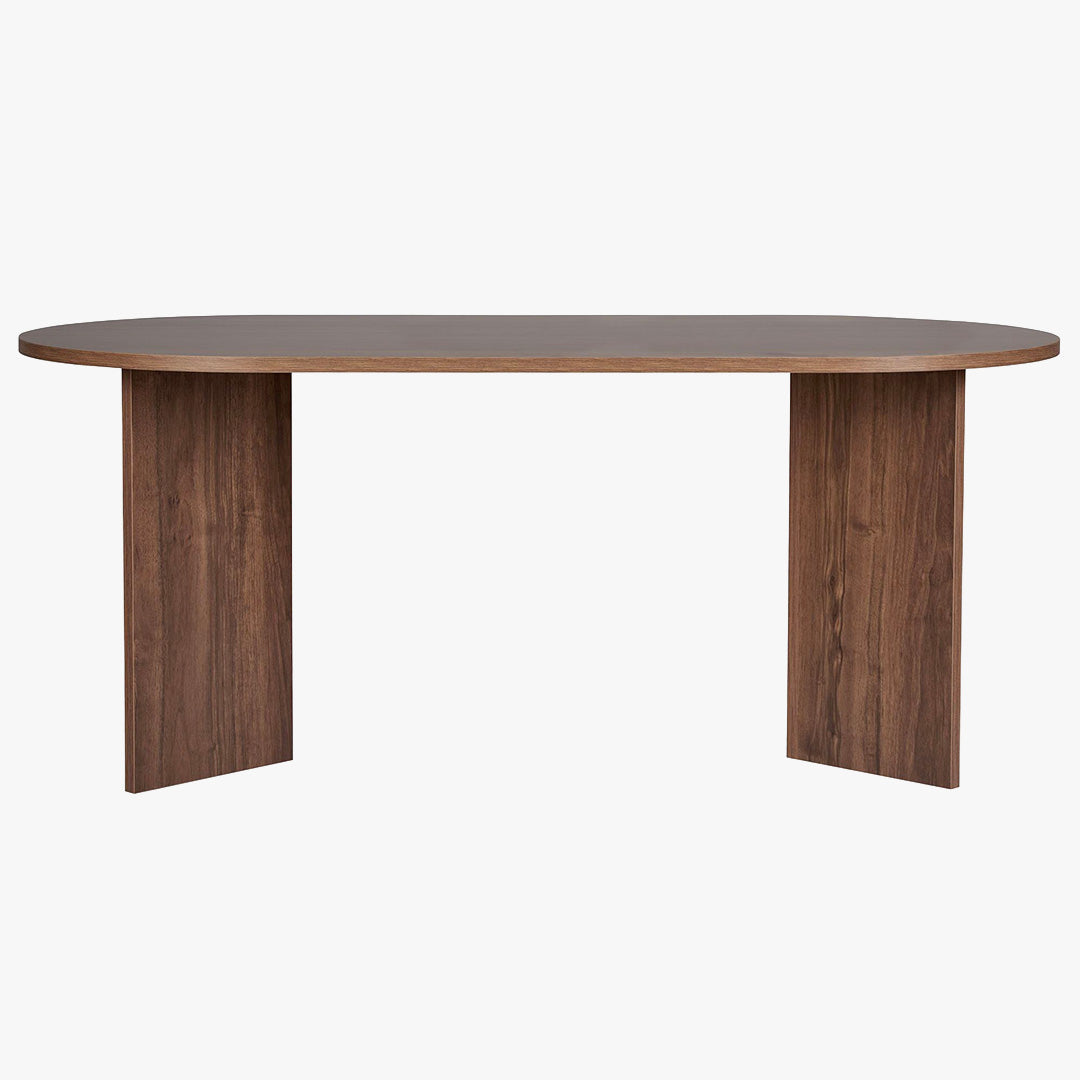 BELORA Table à manger ovale couleur bois foncé 180 cm