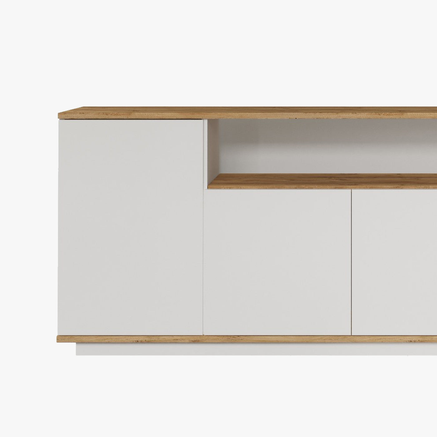 AZELIA Buffet 4 portes 1 niche couleur bois et blanc