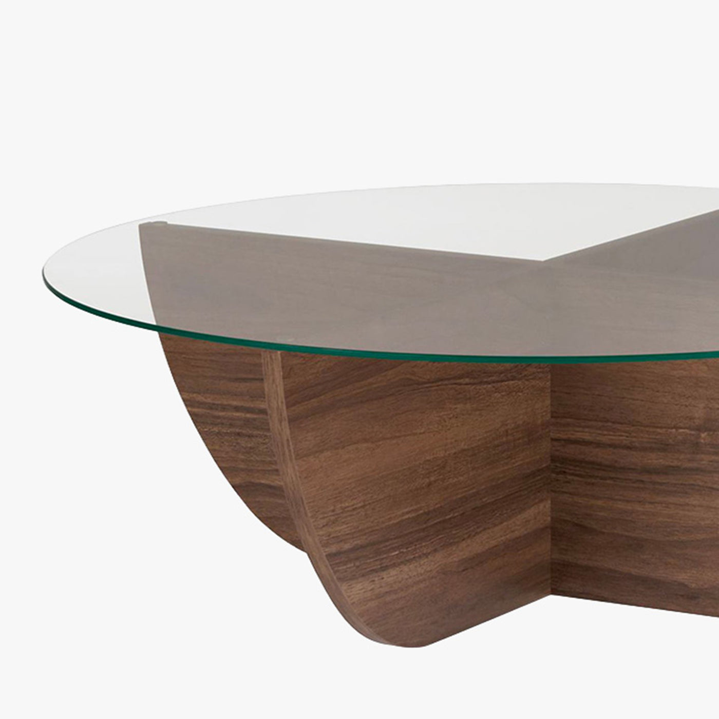 NESIA Table basse en verre piètement couleur bois foncé D90 cm