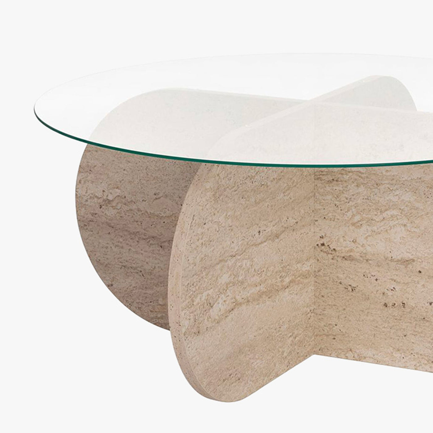LILY Table basse ronde en verre piètement beige D75 cm