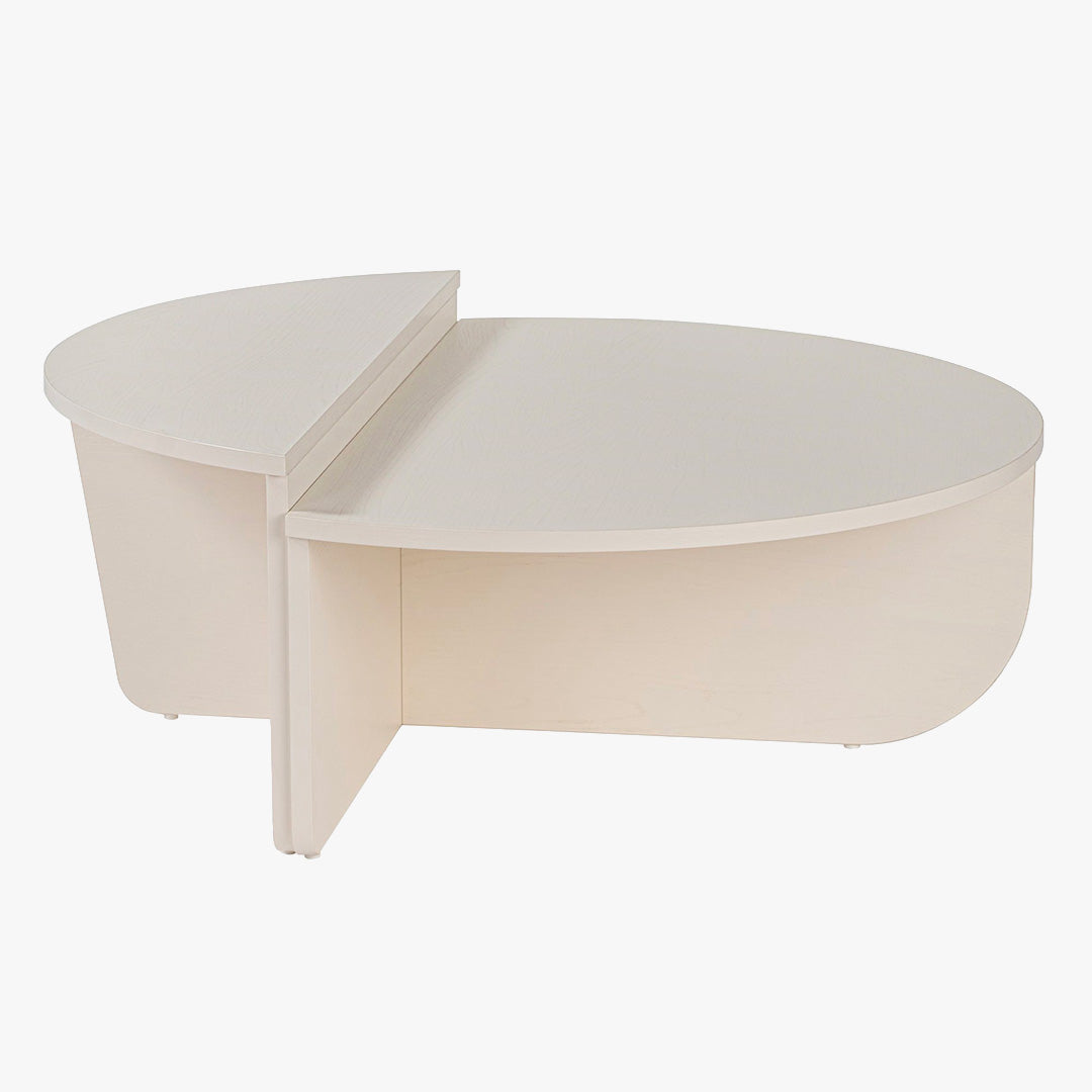 ELYNA Table basse ronde couleur bois blanc D90 cm
