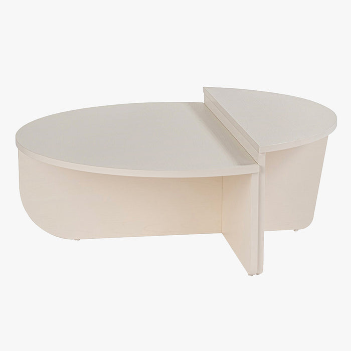 ELYNA Table basse ronde couleur bois blanc D90 cm