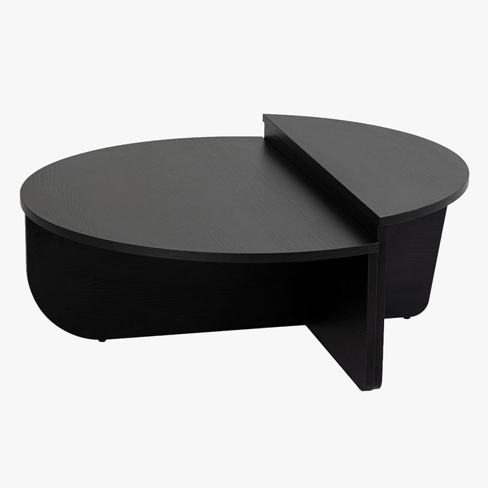 ELYNA Table basse ronde couleur bois noir D90 cm