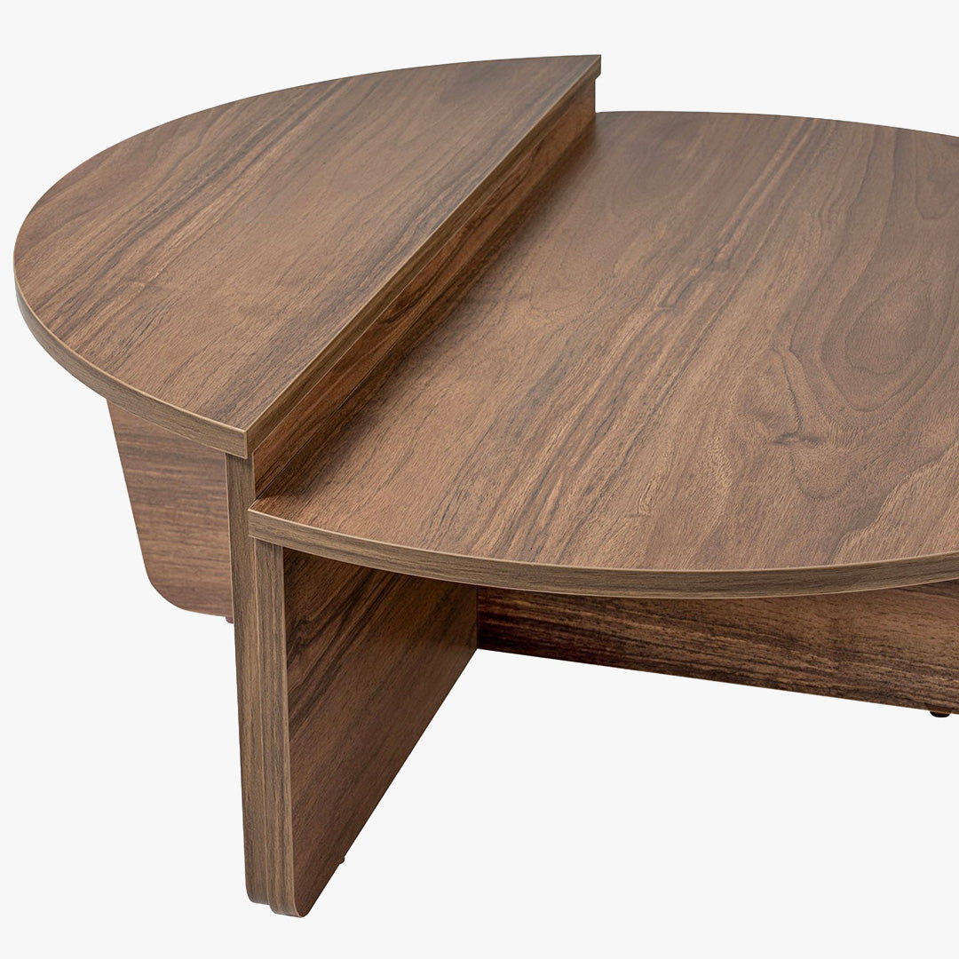 ELYNA Table basse ronde couleur bois foncé D90 cm