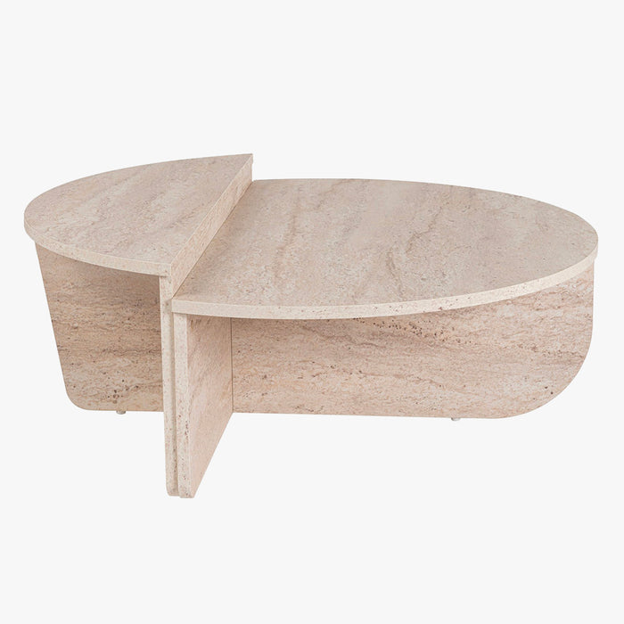 ELYNA Table basse ronde beige D90 cm