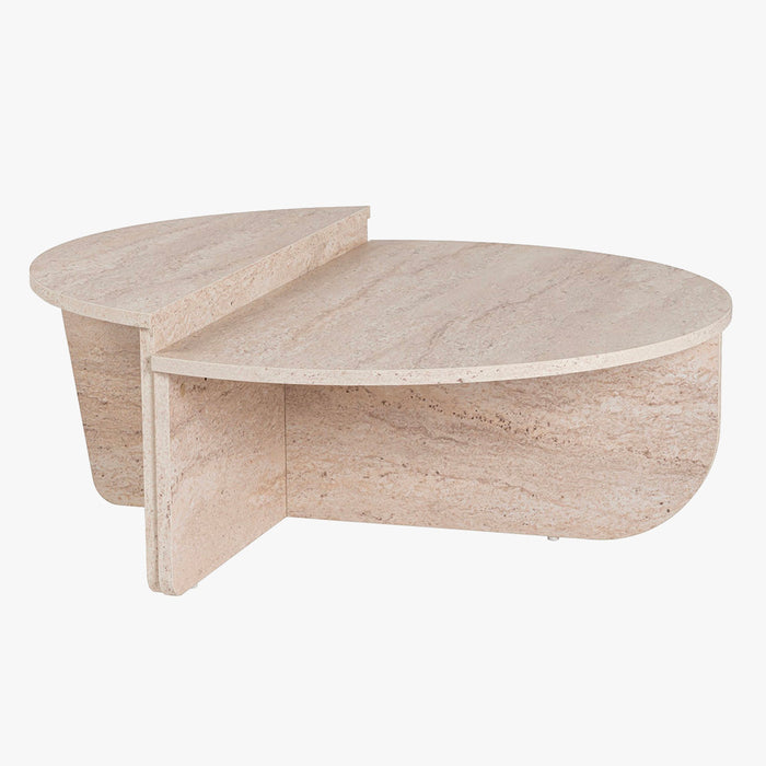 ELYNA Table basse ronde beige D90 cm