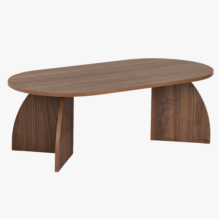 NAYALI Table basse ovale couleur bois foncé 120 cm