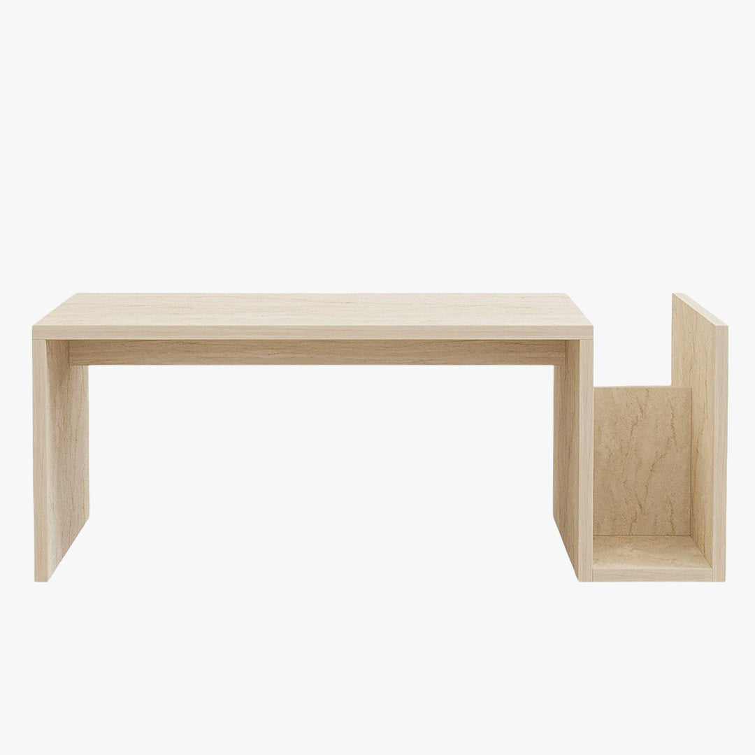 NOAH Table basse rectangulaire beige avec rangement intégré