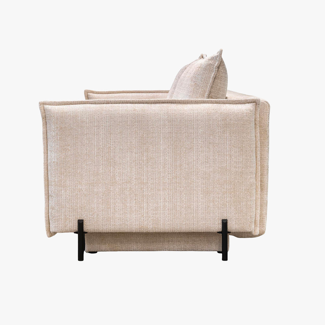 MONICA TISSU Canapé 3 places convertible avec coffre en tissu beige