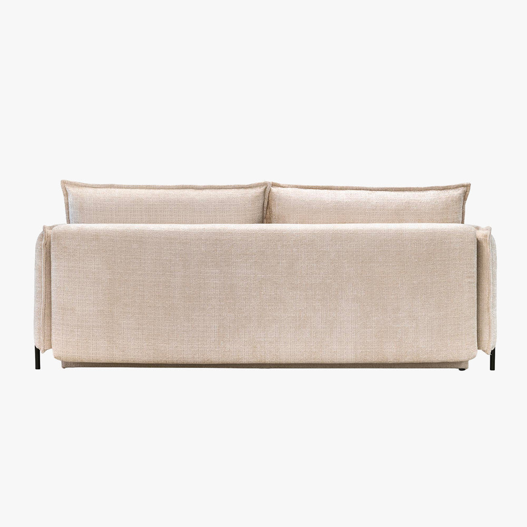 MONICA TISSU Canapé 3 places convertible avec coffre en tissu beige